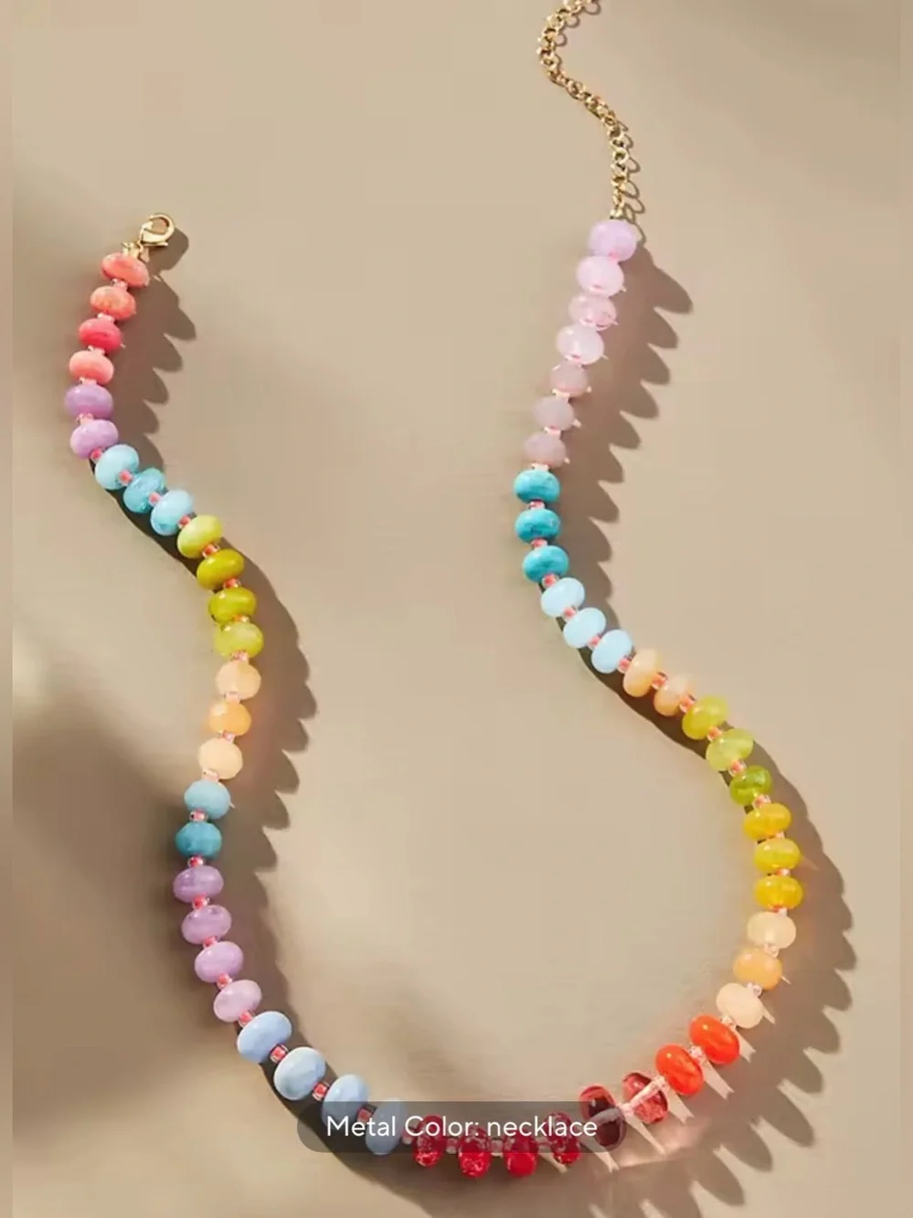 Multicolor Beaded Necklace - Natural Stone Beads - Picture 1 of 5